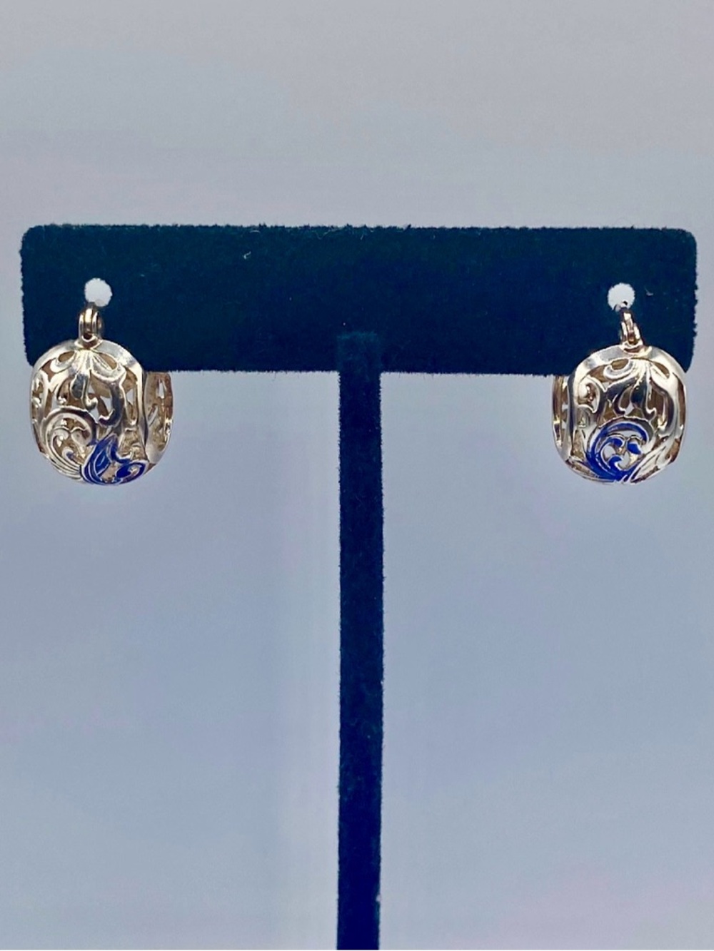 Sterling Silver Filigree Design Hoop Earrings